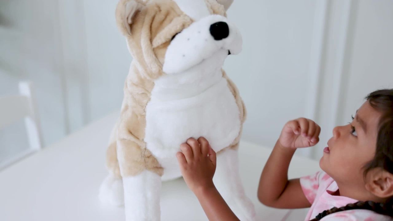 thumbnail video image 2 of Melissa & Doug Giant English Bulldog - Lifelike Stuffed Animal (nearly 2 feet tall), 2 of 10