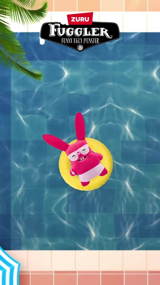 thumbnail video image 3 of Fuggler Vacay Vibes 9 inch (Rabid Rabbit ), Funny Ugly Monster Soft Plush Collectible Toy by ZURU, 3 of 13