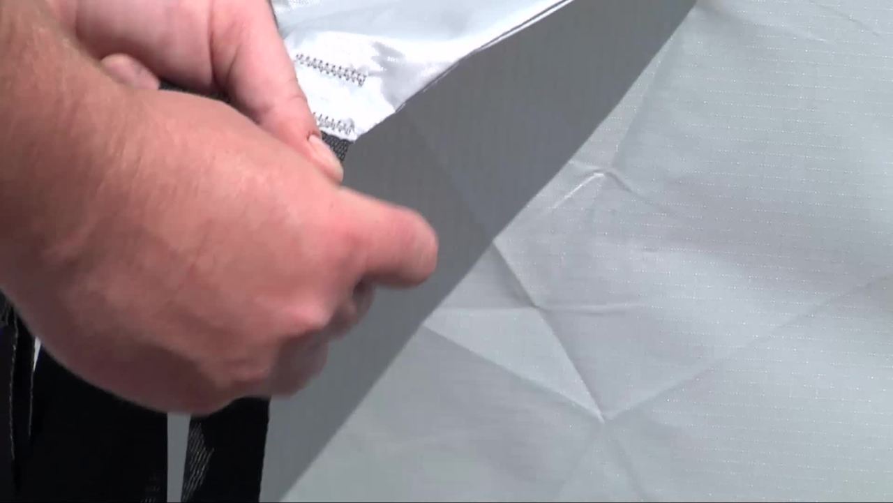 thumbnail video image 2 of Classic Accessories Overdrive PermaPRO™ Teardrop Travel Trailer Cover, Fits 10' - 12'L x 6'W T@b & Clam Shell Trailers - Lightweight Ripstop and Water Repellent RV Cover, Grey, 2 of 14