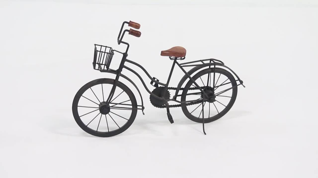 thumbnail video image 2 of 19" x 12" Brown Metal Bike Sculpture, by DecMode, 2 of 10