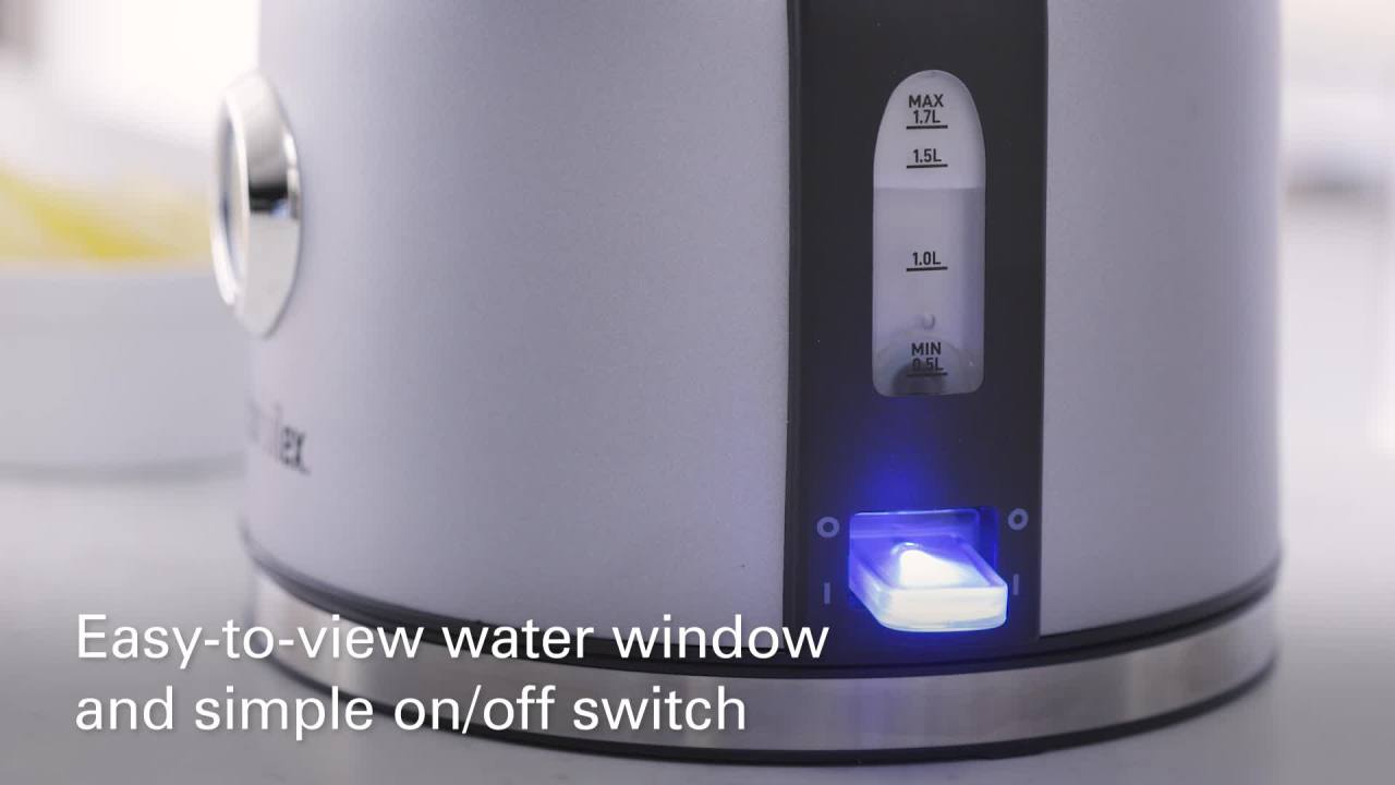 thumbnail video image 2 of Proctor Silex Electric Dome Kettle, Tea & Water Kettle with Temperature Gauge, 1.7L, Stainless Steel, 2 of 9