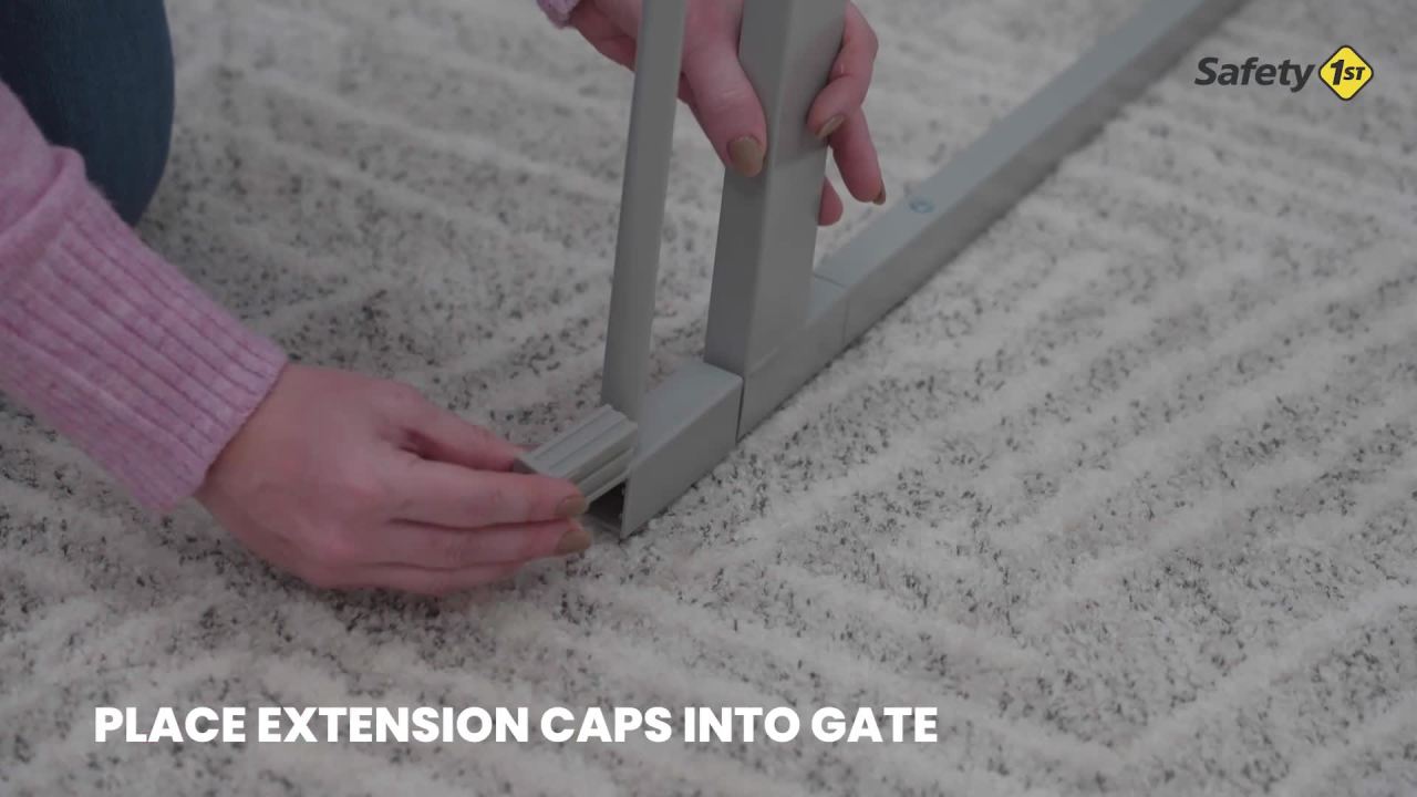 thumbnail video image 3 of Safety 1st Pressure Mounted Baby Gates for Doorways, SecureTech® No-Drill, With Door, 29-38", Gray, 3 of 14