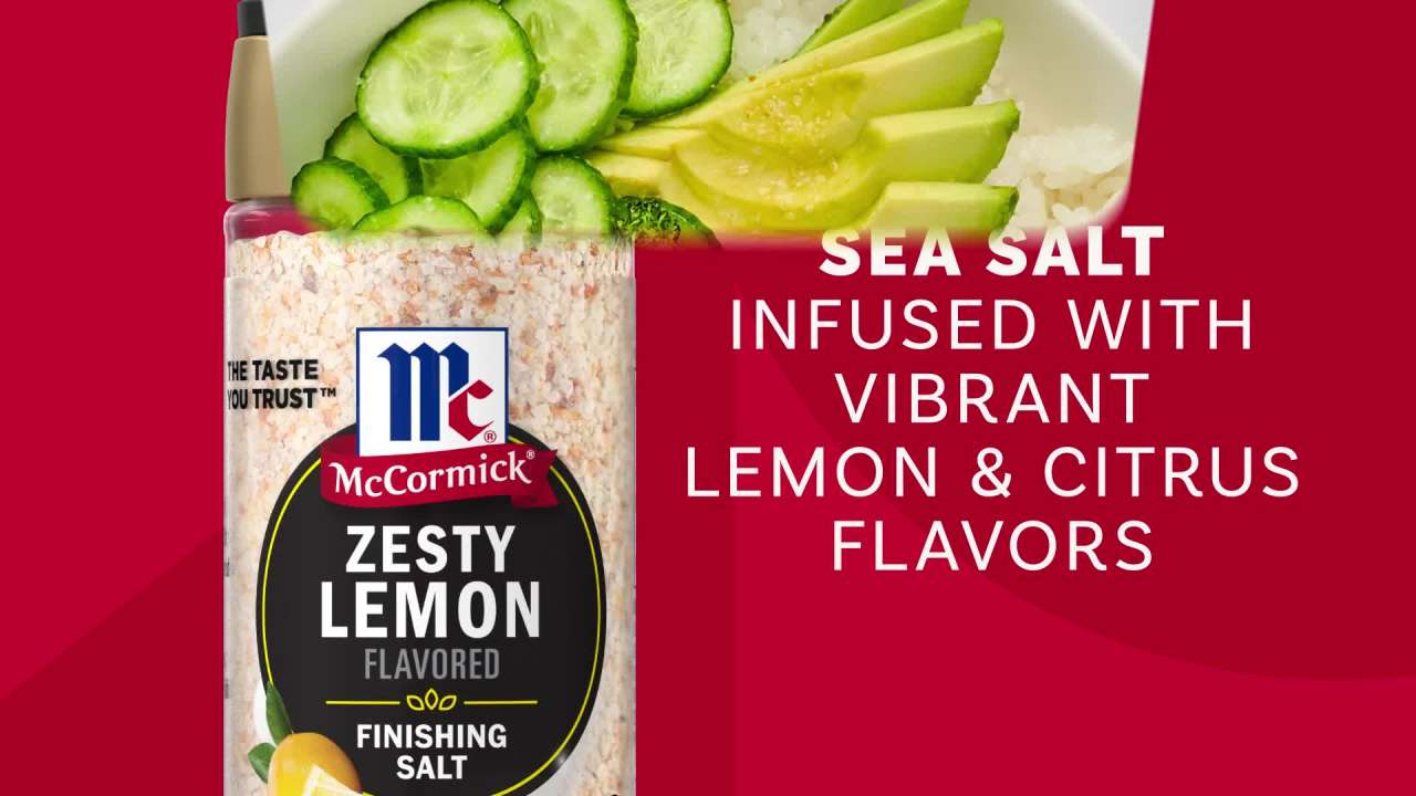 thumbnail video image 2 of McCormick Zesty Lemon Finishing Salt, 4.97 oz Bottle, 2 of 22