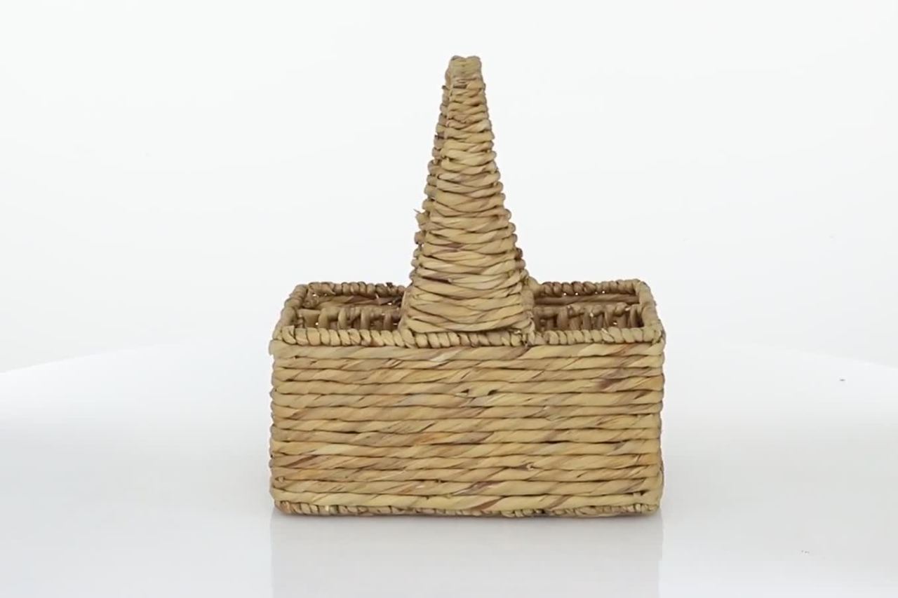 thumbnail video image 2 of DecMode Coastal Water Hycinthia Storage Basket, 13"W, 15"H, Brown, 1 - Piece, 2 of 10