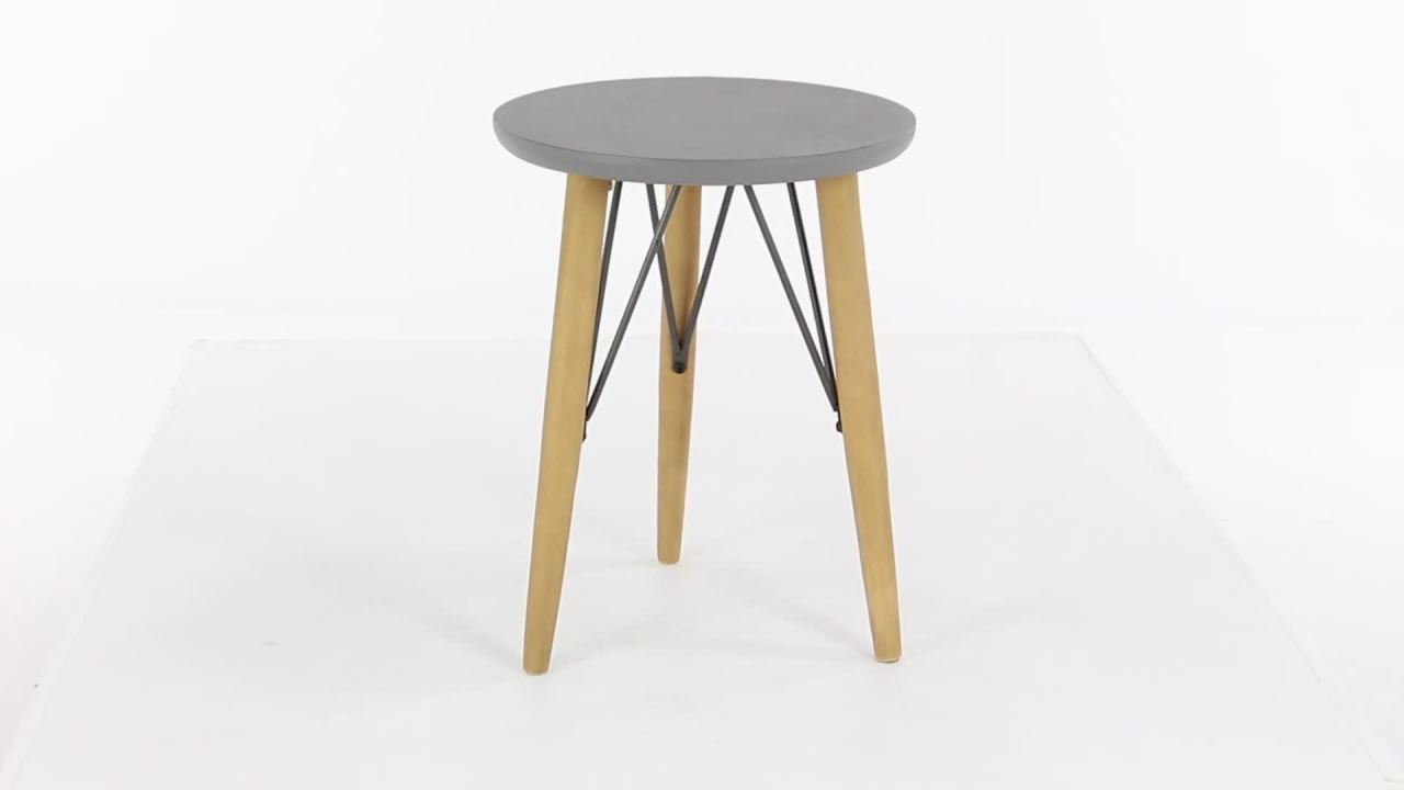 thumbnail video image 2 of DecMode Modern Round Wood and Metal Accent Table, 2 of 5