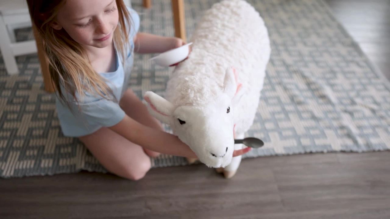 thumbnail video image 2 of Melissa & Doug Giant Sheep - Lifelike Stuffed Animal (nearly 2 feet tall), 2 of 10