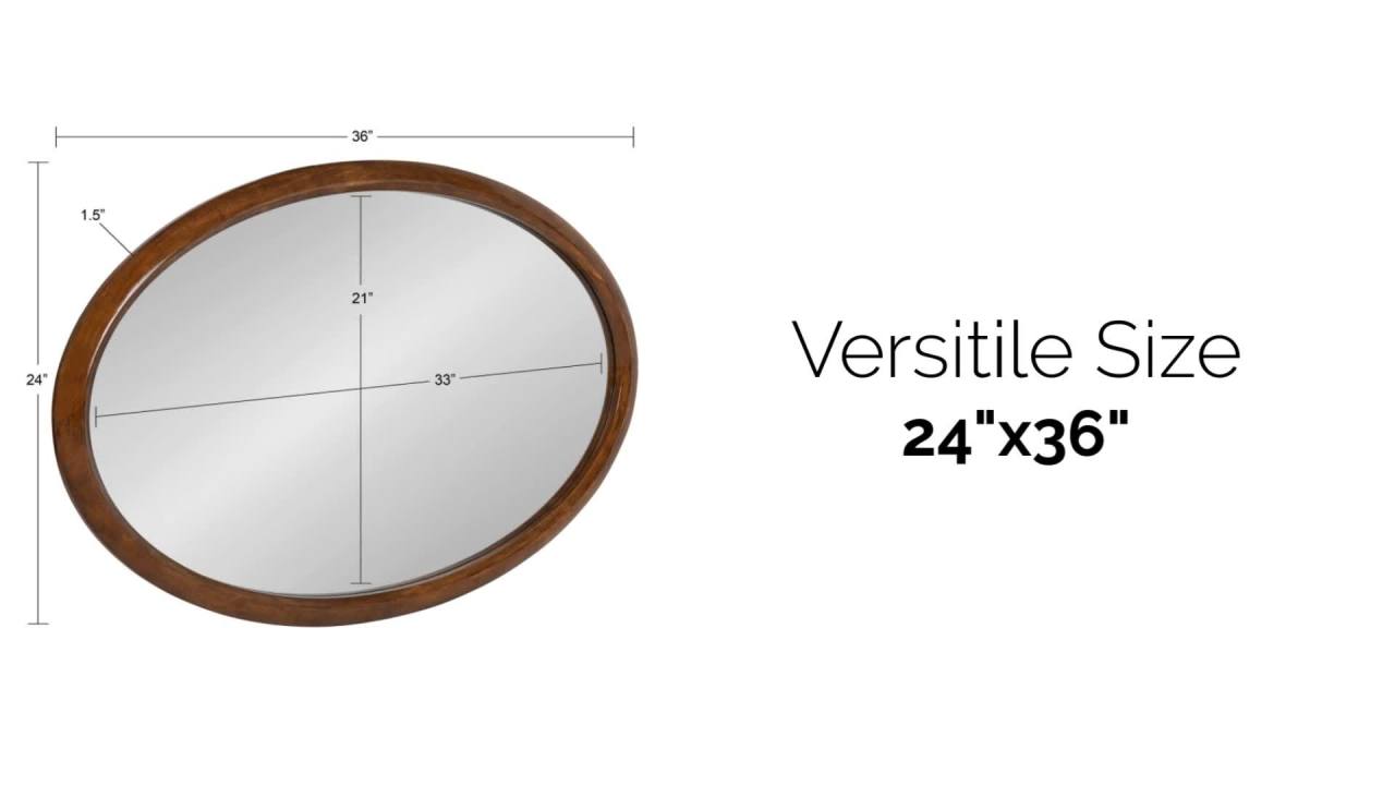 thumbnail video image 2 of Kate and Laurel Pao Traditional Oval Wood Framed Wall Mirror, 24 x 36, Walnut Brown, Decorative Mirror for Wall, 2 of 8