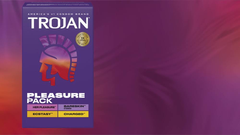 thumbnail video image 2 of Trojan Pleasure Pack, Assorted Latex Lubricated Condoms for Men, Her Pleasure, Bareskin Studded, Ecstasy & Charged Varieties, 3 Count, 2 of 11
