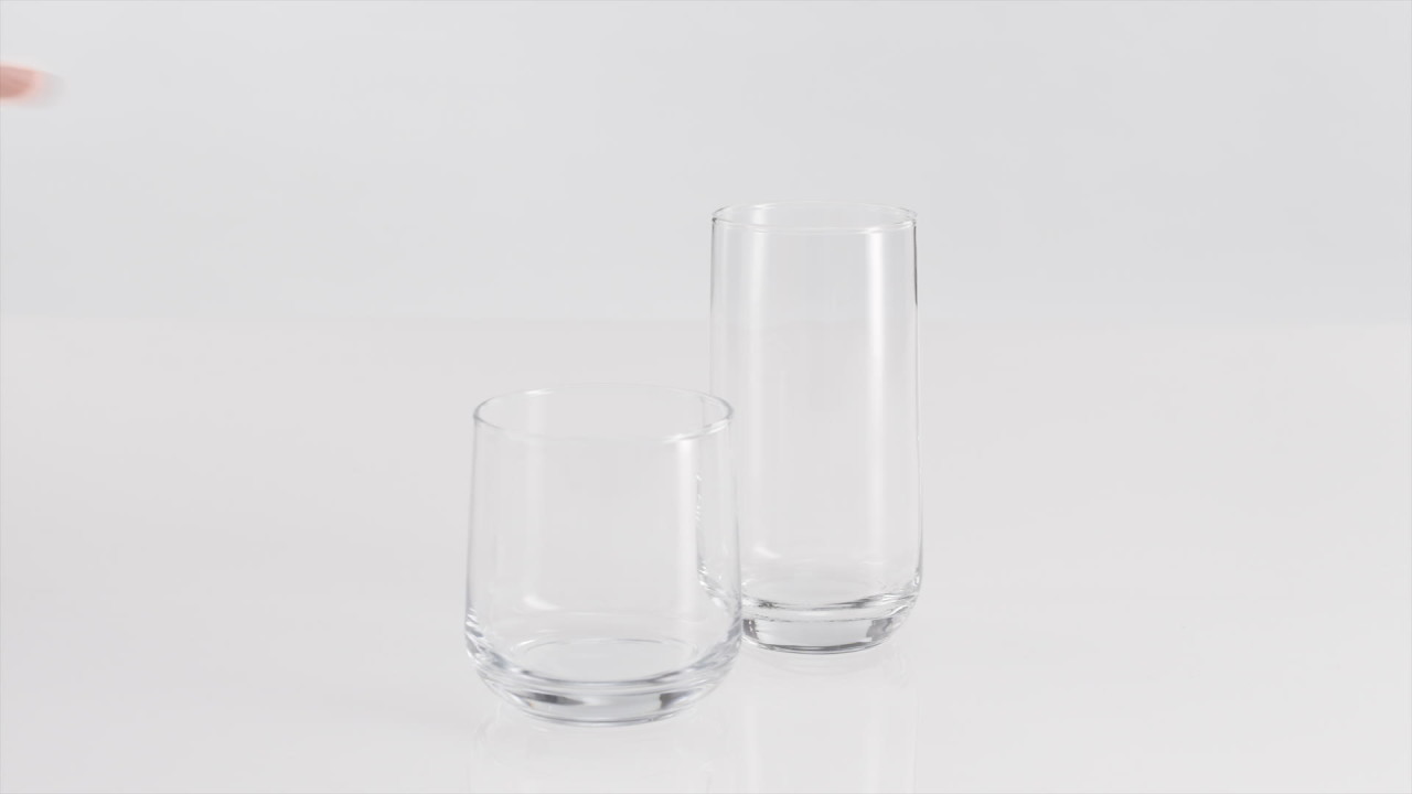 thumbnail video image 3 of Libbey Ascent Tumbler and Rocks Glass Set, Drinking Glasses Set of 16 with Elegant Curvature, Dishwasher Safe, Durable Drinking Glasses, Versatile Glassware Set for Any Occasion, 3 of 8