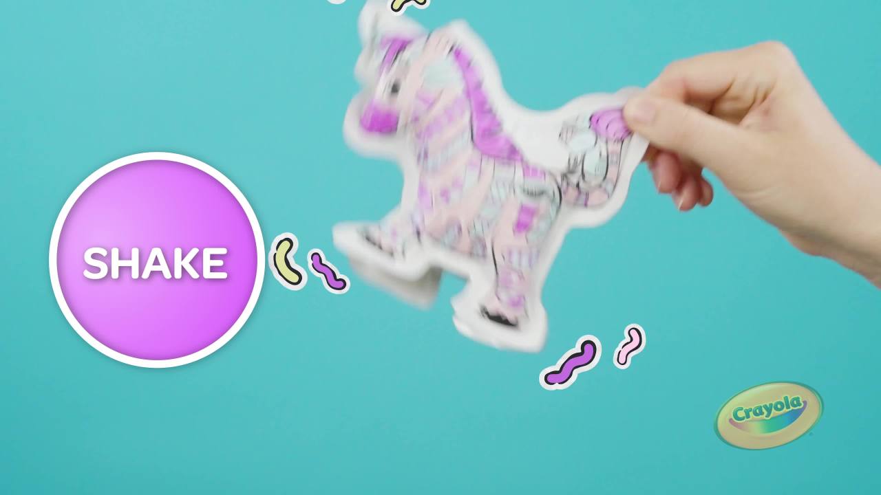 thumbnail video image 3 of Crayola POPs 3D Unicorn Inflatable Mystery Characters, Unicorn Toy,  Inflatable Toys with Markers, Party Favor, Gift for Kids, 3 of 9