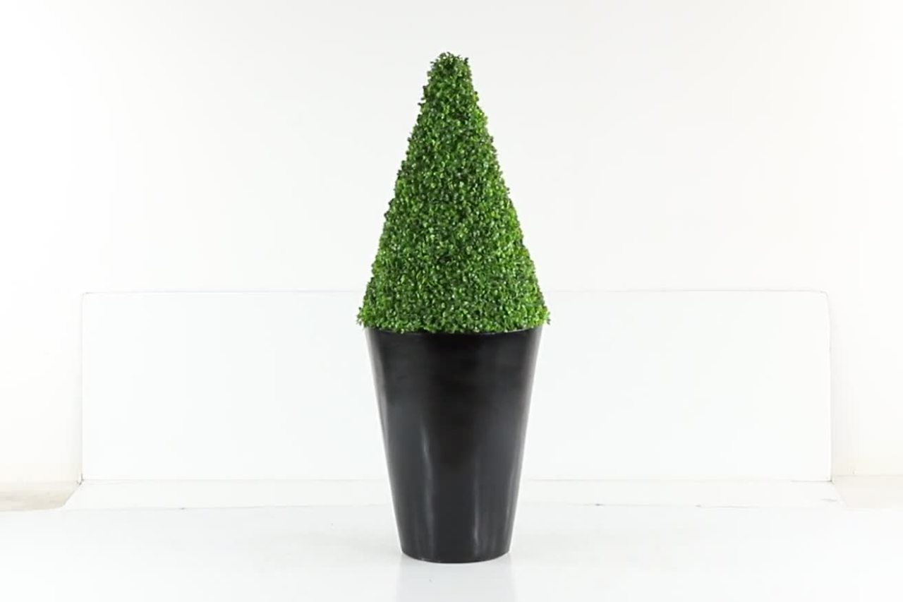 thumbnail video image 2 of DecMode 18"W, 48"H Fiberglass Contemporary Artificial foliage, Black, 1-Piece, 2 of 9