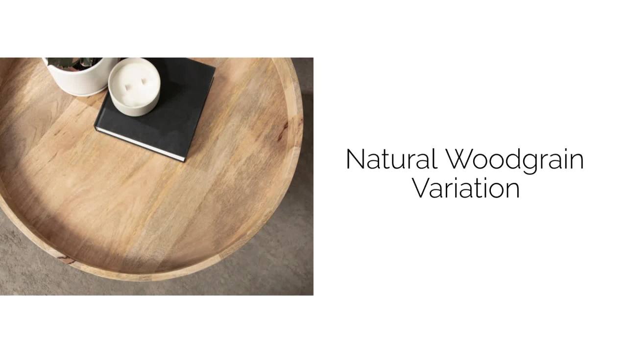 thumbnail video image 2 of Kate and Laurel Avery Modern Wooden Round Coffee Table, 30 x 30 x 18, Black, Decorative Transitional Living Room Coffee Table for Storage and Display, 2 of 9
