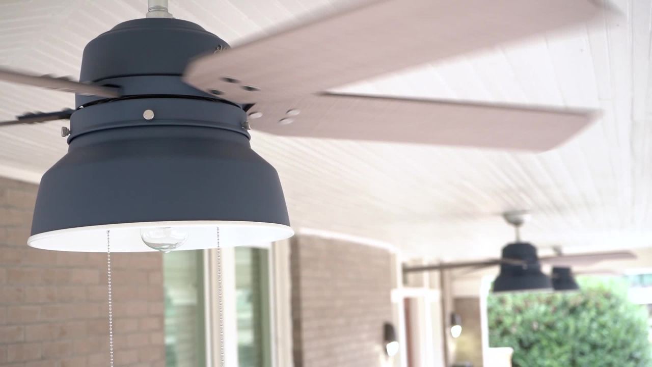 thumbnail video image 2 of Hunter 52 inch Outdoor or Indoor Ceiling Fan with LED Light - Rustic Ceiling Fan with Pull Chain, For Bedroom, Living Room, or Patio, Standard Mount, No Remote - Mill Valley 59308, Matte Silver, 2 of 16