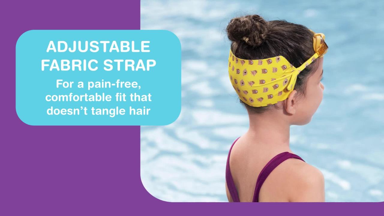 thumbnail video image 3 of Puddle Jumper Child Fabric Swim Goggles, Yellow, Non-Latex and Non-PVC, Kids Ages 3+, 3 of 14