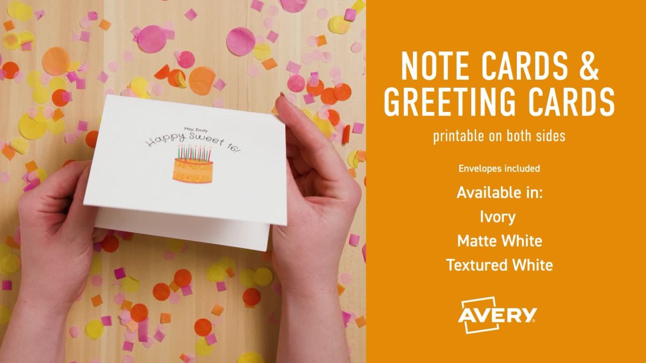 thumbnail video image 2 of Avery Quarter Fold Greeting Cards , 4.25" x 5.5", Matte, 50ct, 2 of 11