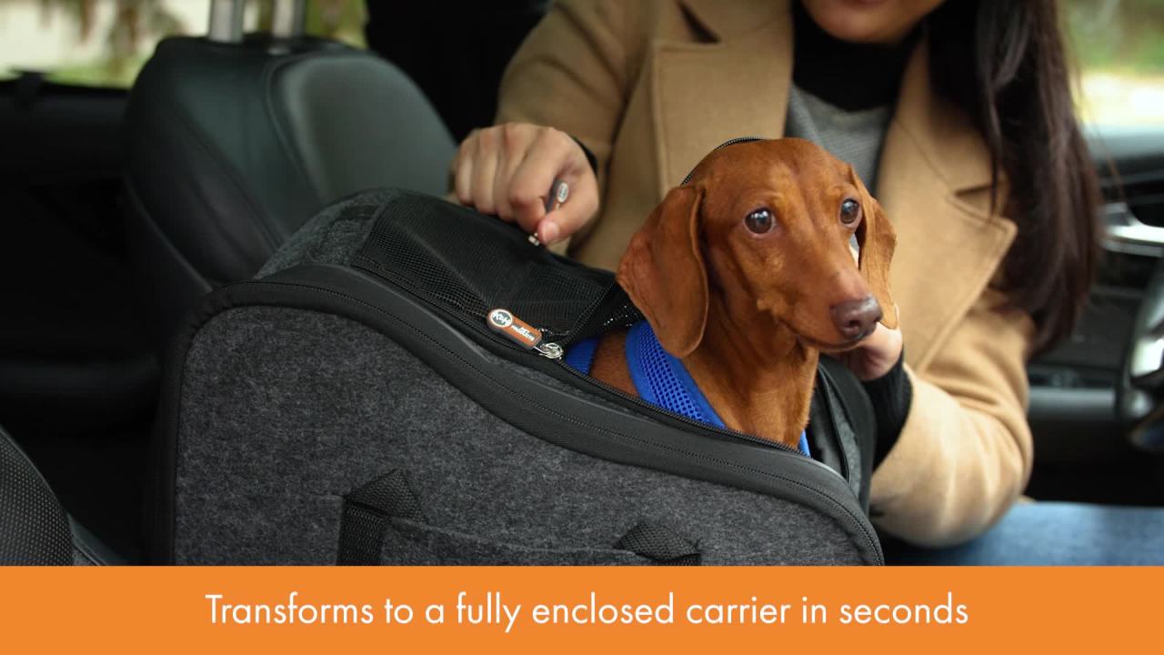 thumbnail video image 2 of K&H Pet Products Portable Pet Console Booster Dog Car Seat Charcoal 10 X 15 X 9.5 Inches, 2 of 10