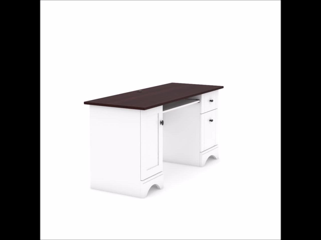 thumbnail video image 2 of Sauder Select Computer Desk, Soft White Finish, 2 of 15
