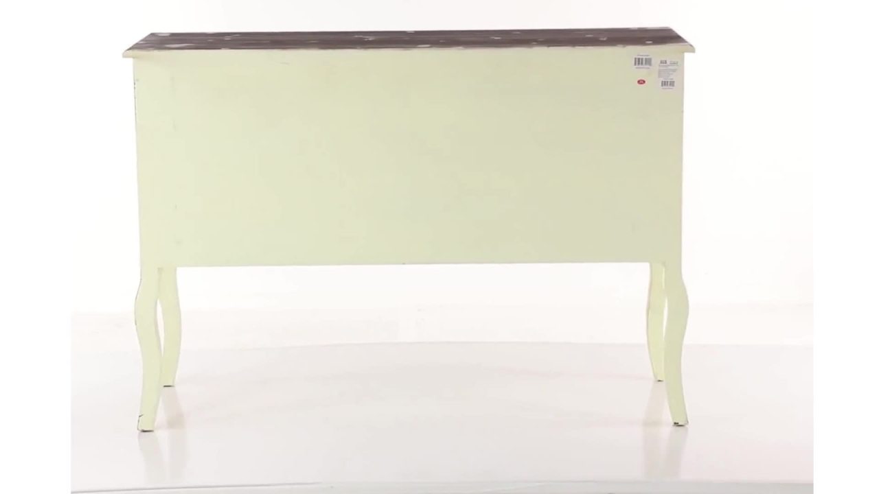 thumbnail video image 2 of DecMode 48" x 33" White Wood 3 Drawers and 2 Doors Buffet with Brown Wood Top, 1-Piece, 2 of 15