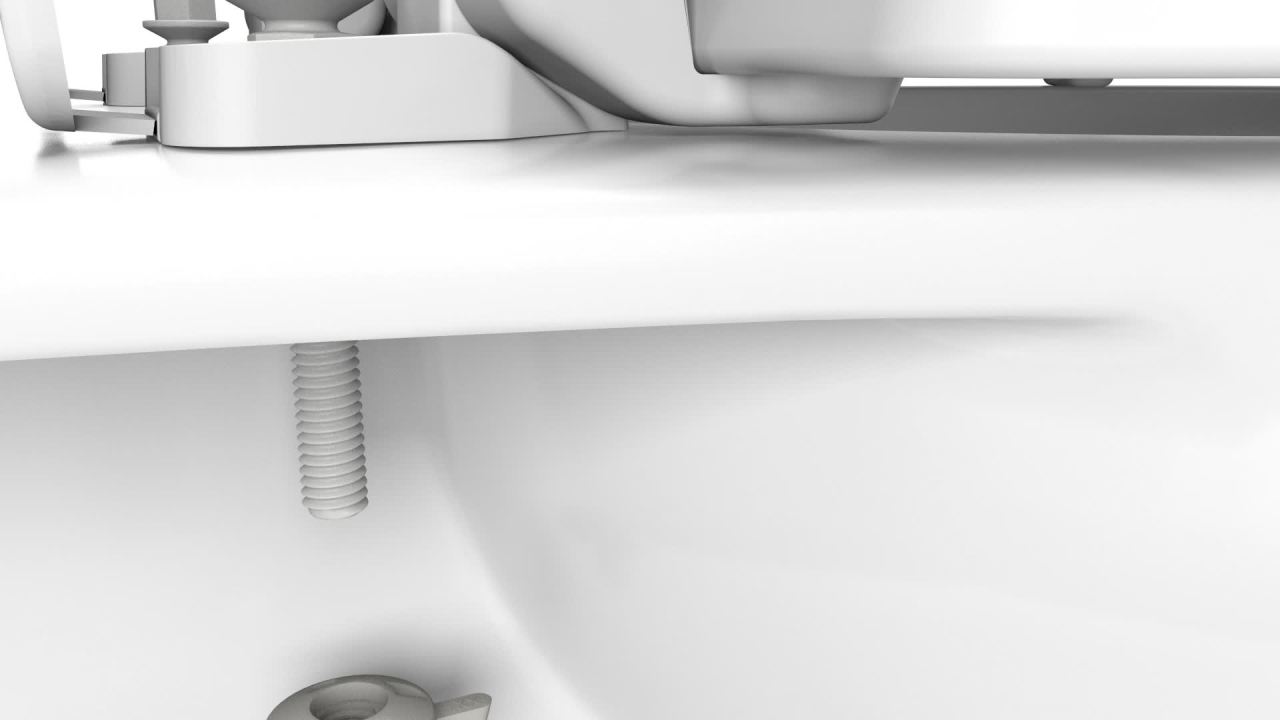 thumbnail video image 2 of Mayfair Lannon® Slow Close Elongated Enameled Wood Toilet Seat in White Adjustable and Never Looosens, 2 of 12