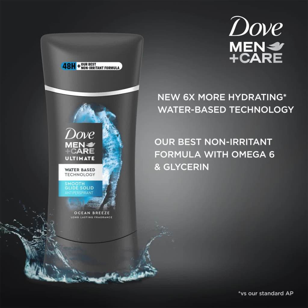 thumbnail video image 2 of Dove Men+Care Ultimate Men's Antiperspirant Deodorant Ocean Breeze, 2.6 oz, 2 of 10