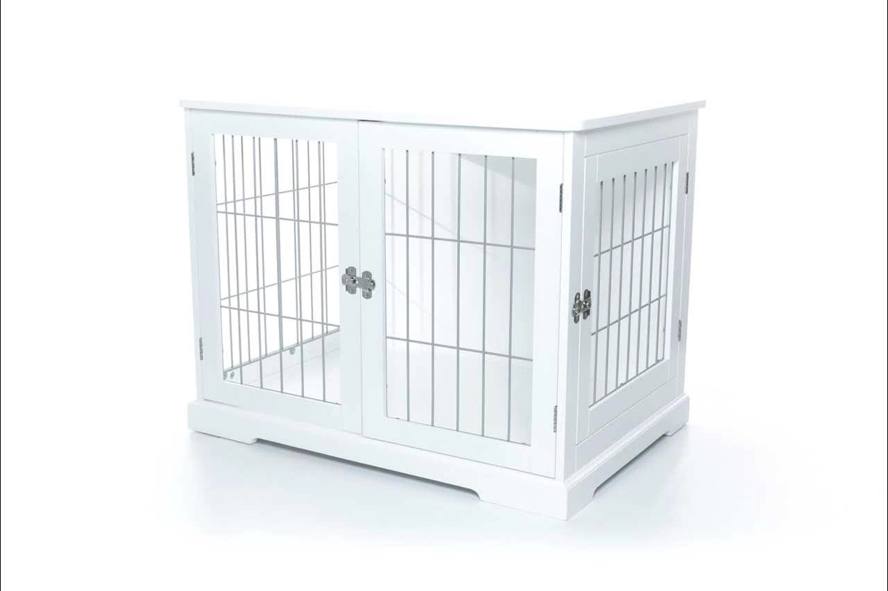 thumbnail video image 2 of TRIXIE 29.5" Dog Crate, Indoor Crate Table for Dogs Up to 25 lb, Small Dog Kennel, White, 2 of 9