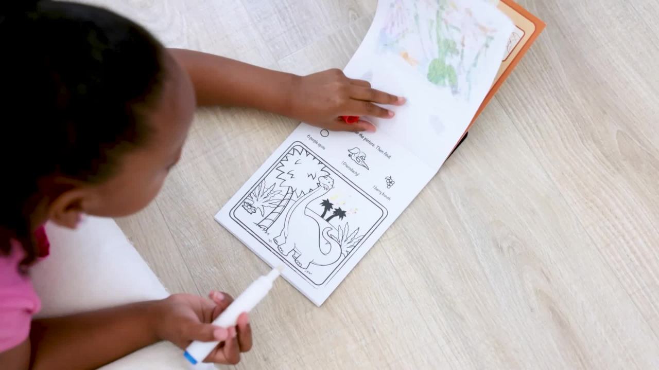 thumbnail video image 2 of Melissa & Doug On the Go ColorBlast! Travel Activity Book With No-Mess Marker - Dinosaur - FSC Certified, 2 of 10
