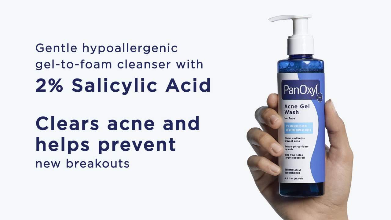 thumbnail video image 3 of PanOxyl Acne Gel Wash, 2% Salicylic Acid, Helps Clear Acne, 6.5 oz, 3 of 11