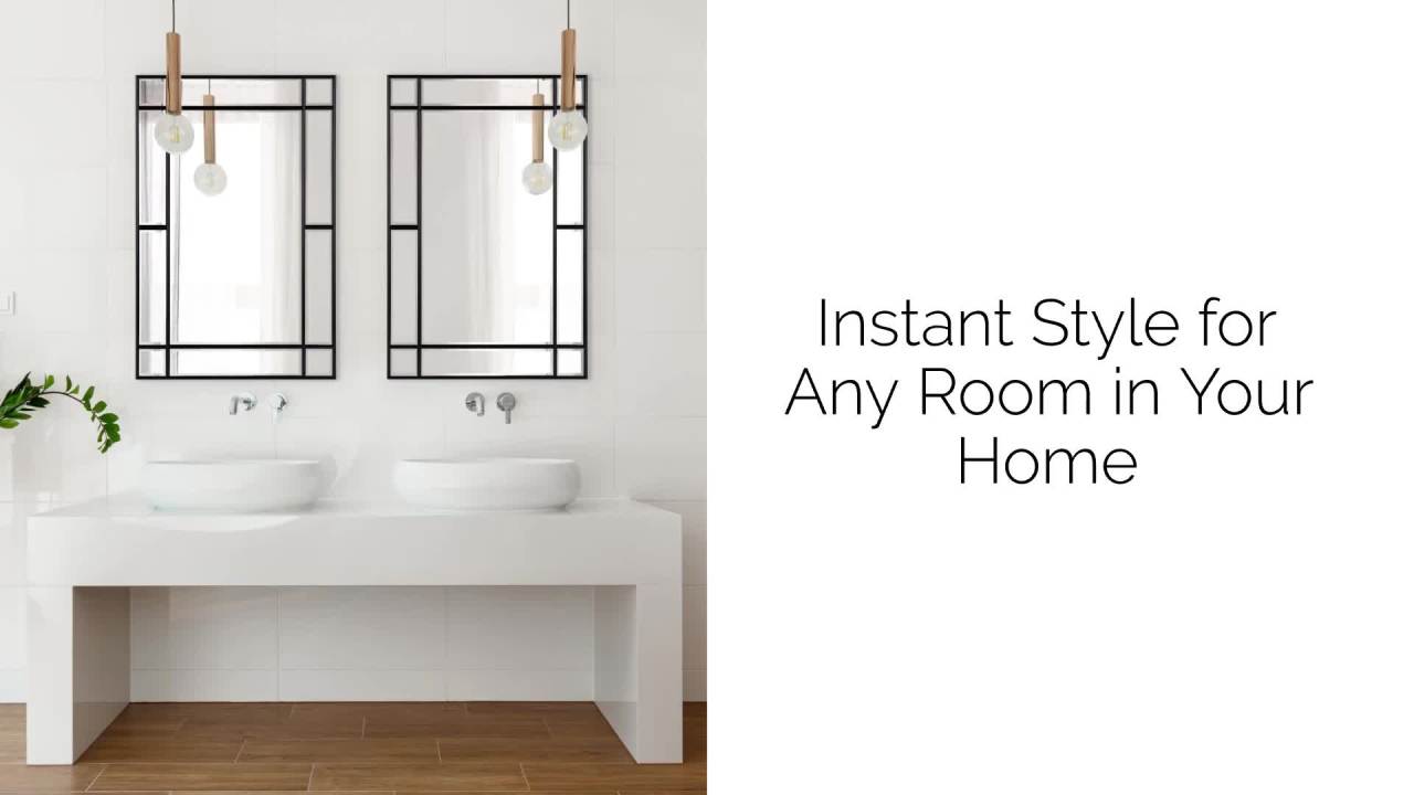 thumbnail video image 2 of Kate and Laurel Westgate Transitional Wall Mirror, 20 x 30, Black, Sophisticated Rectangle Mirror for Wall Decor, 2 of 8