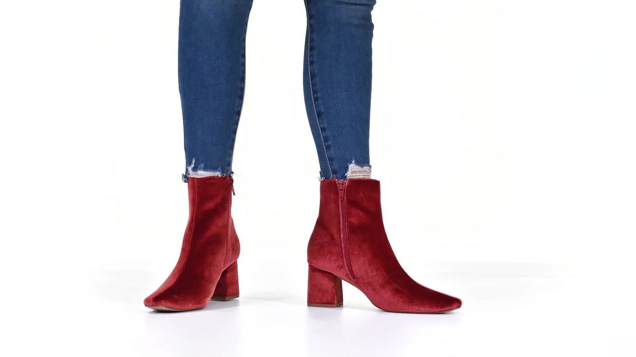 thumbnail video image 2 of Journee Womens Hazara Square Toe Block Heel Ankle Booties, Widths Available, 2 of 10