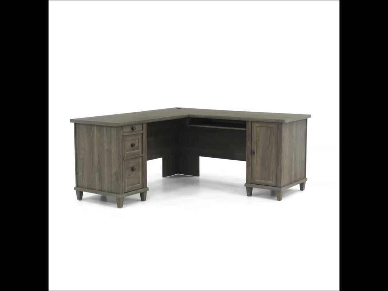 thumbnail video image 2 of Sauder Hammond L-Shaped Desk, Emery Oak Finish, 2 of 13