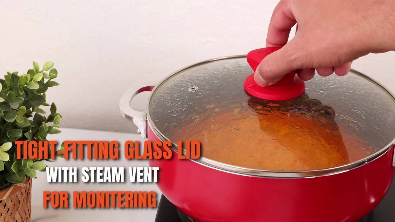 thumbnail video image 3 of IMUSA Ceramic 3.2 Quart Red Caldero, 3 of 9