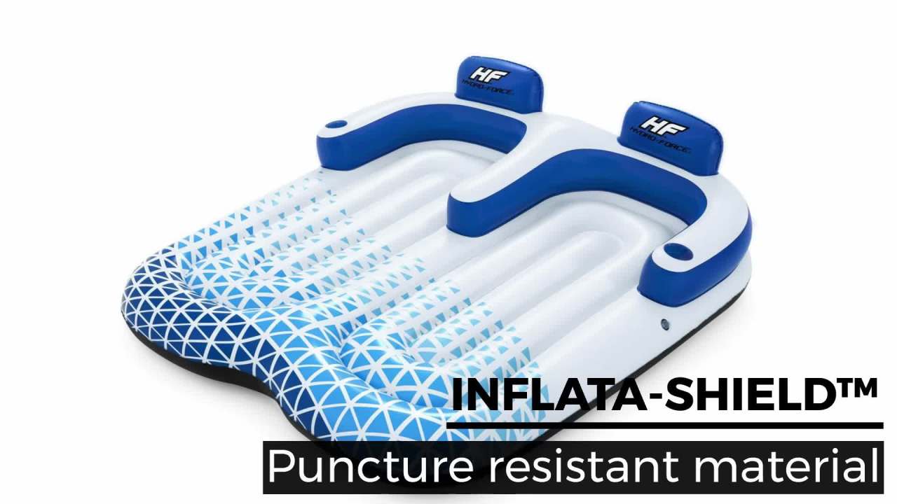 thumbnail video image 2 of Open Box Bestway Hydro Force Indigo Wave 2 Person Double Pool Float, 2 of 10