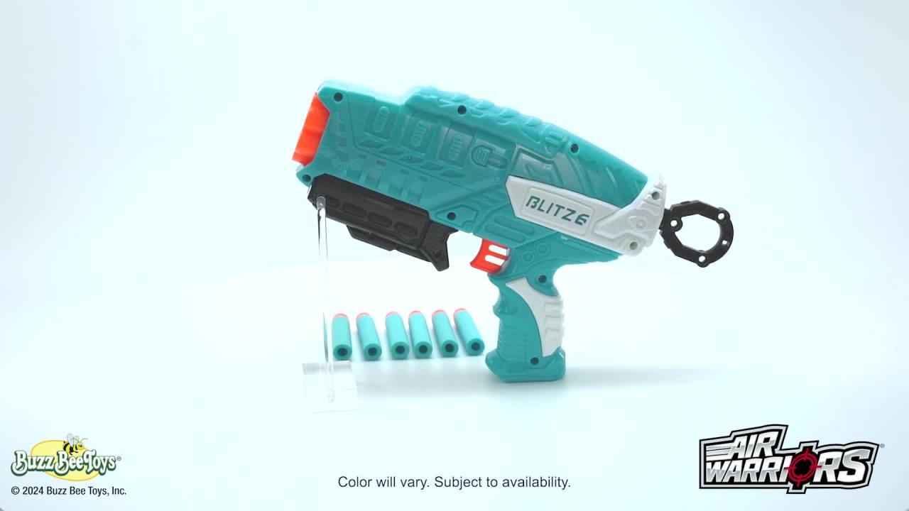 thumbnail video image 2 of Blitz 6 Dart Blaster W/ 12 Accu-Blast Darts, Ages 6+, 2 of 10