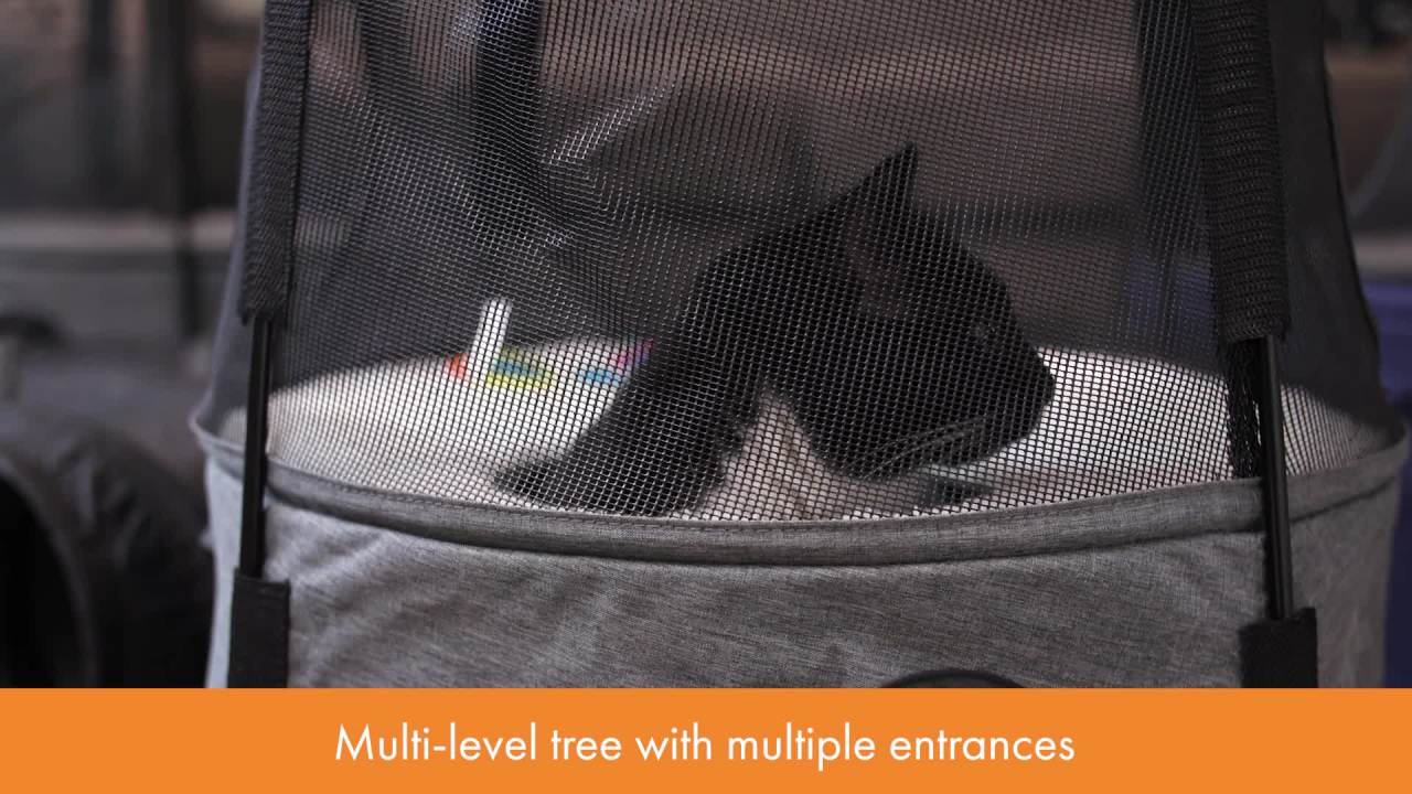 thumbnail video image 2 of K&H Pet Products Kitty Tower Classy Gray 2 Story, 2 of 9