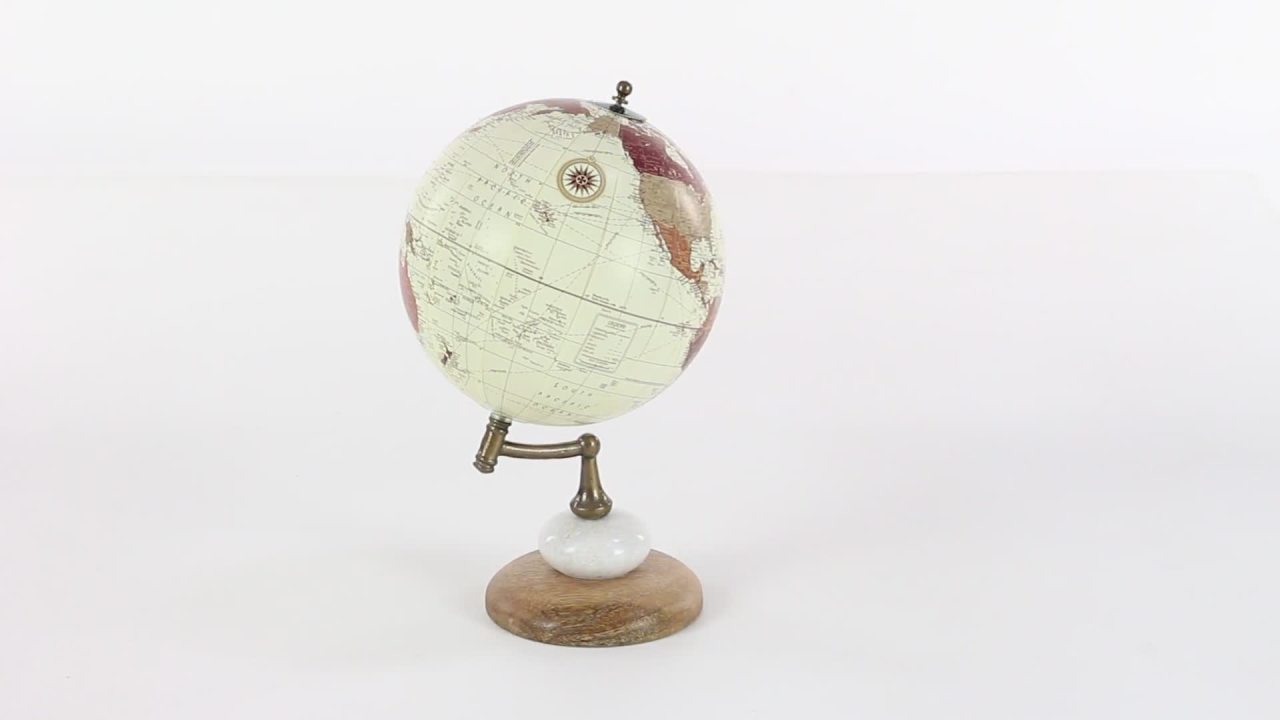 thumbnail video image 2 of DecMode 8" Cream World Map Globe, 2 of 12
