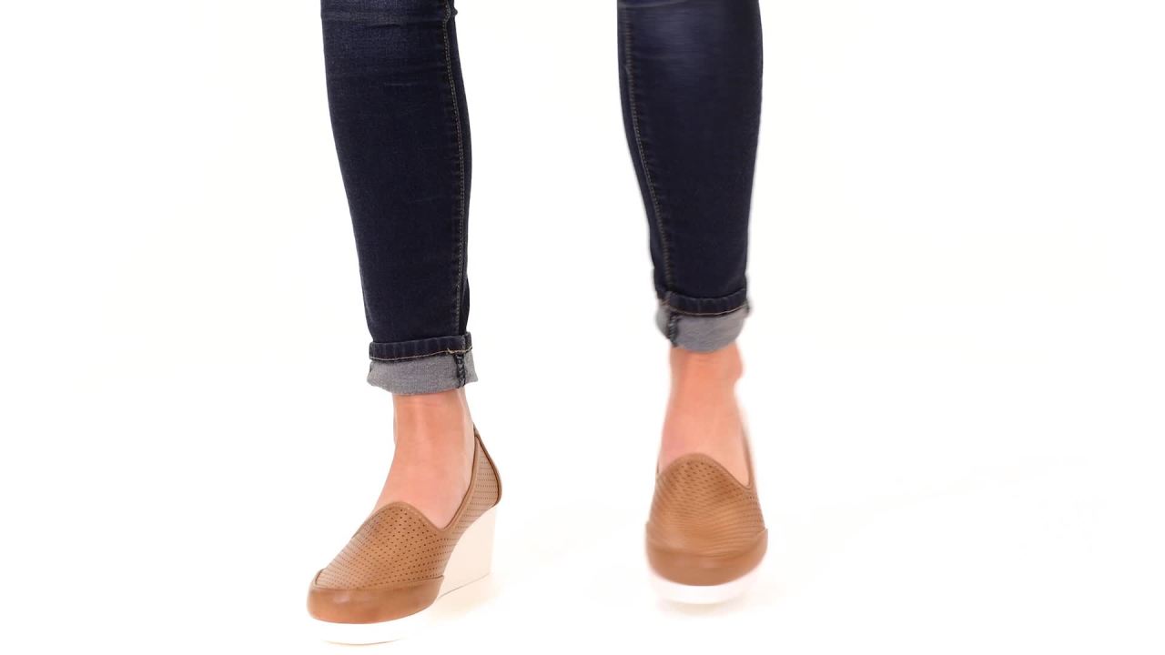 thumbnail video image 2 of Brinley Co. Womens Comfort-sole Laser-cut Lightweight Wedges, 2 of 9