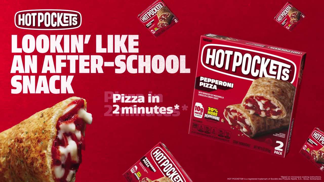 thumbnail video image 2 of Hot Pockets Pepperoni Pizza Garlic Buttery Crust Frozen Snacks, Pizza Snack Made with Reduced Fat Mozzarella Cheese, 1 Count Frozen Sandwich 4.5 oz, 2 of 11