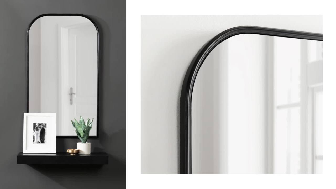 thumbnail video image 2 of Kate and Laurel Caskill Modern Arched Wall Mirror, 20 x 34. Black, Decorative Tall Bathroom Mirror for Wall Decor with Rounded Arch Mirror Frame and Sophisticated Look, 2 of 8