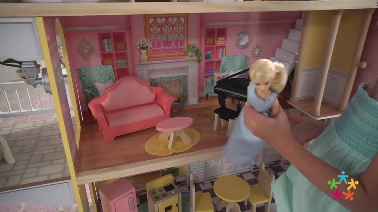 thumbnail video image 2 of KidKraft Lola Mansion Wooden Dollhouse with 30 Accessories, 2 of 10