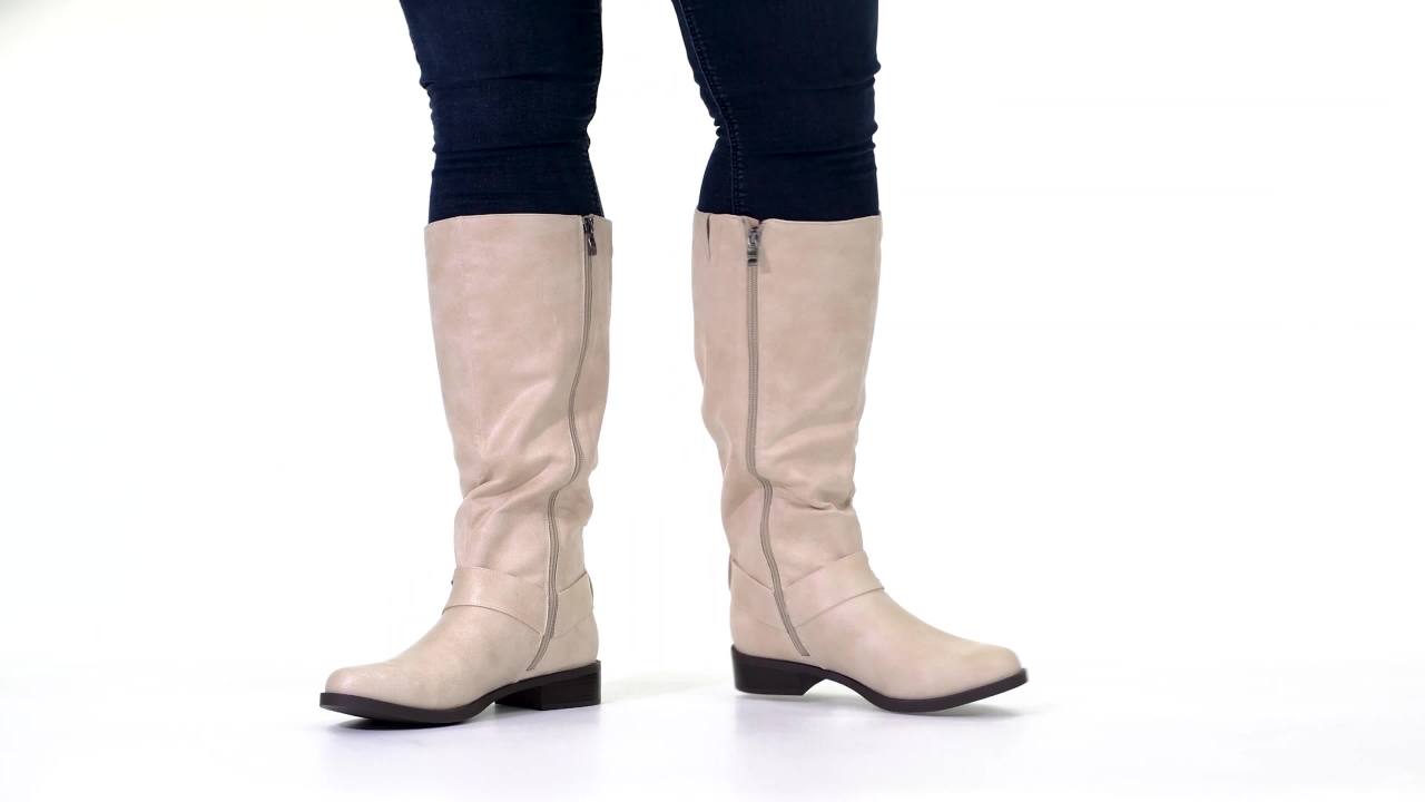 thumbnail video image 2 of Brinley Co. Womens Extra Wide Calf Weave Detail Riding Boot, 2 of 8