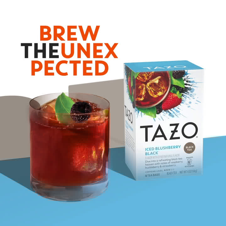 TAZO Black Tea Bags Iced Blushberry Black 6 Count Box
