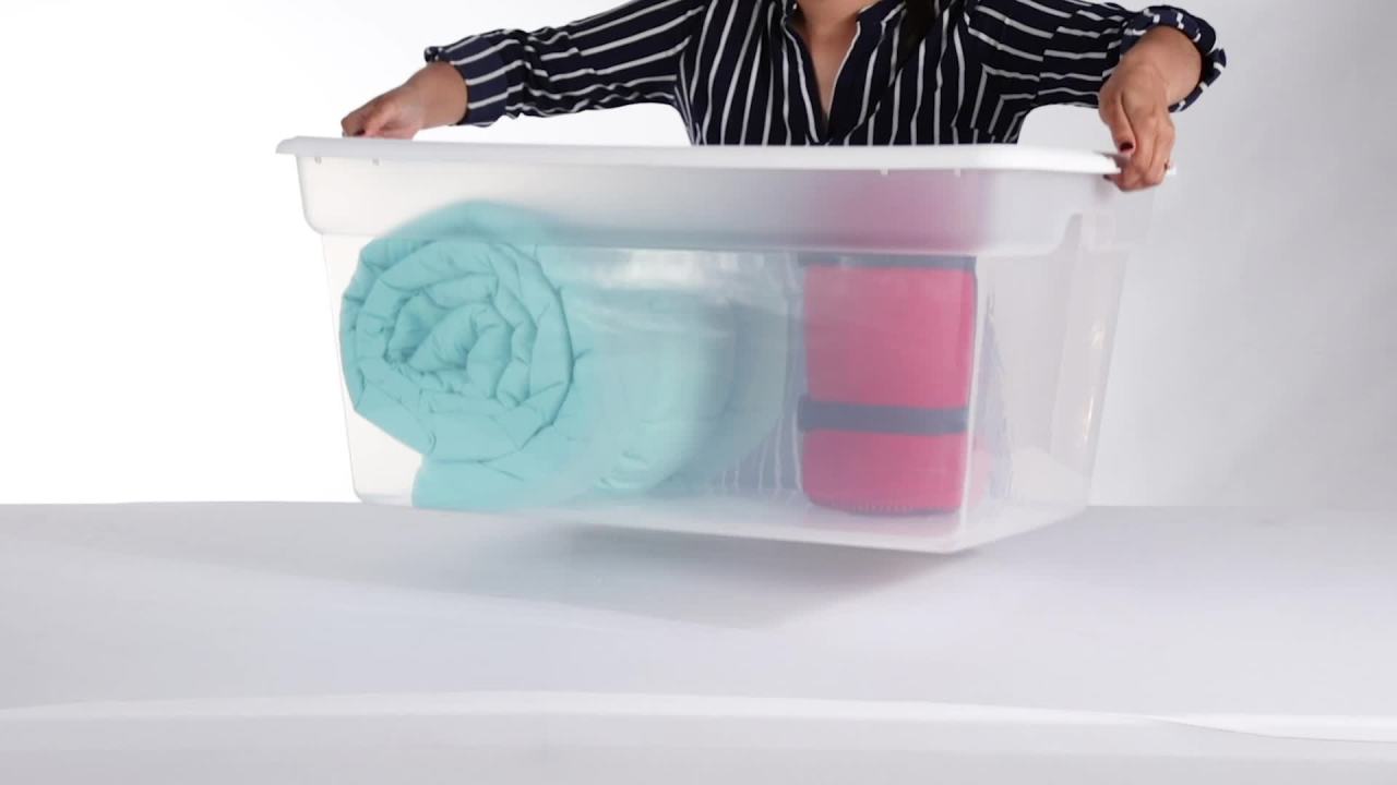 thumbnail video image 2 of Sterilite 90 Qt. Storage Box Plastic, White, 2 of 7