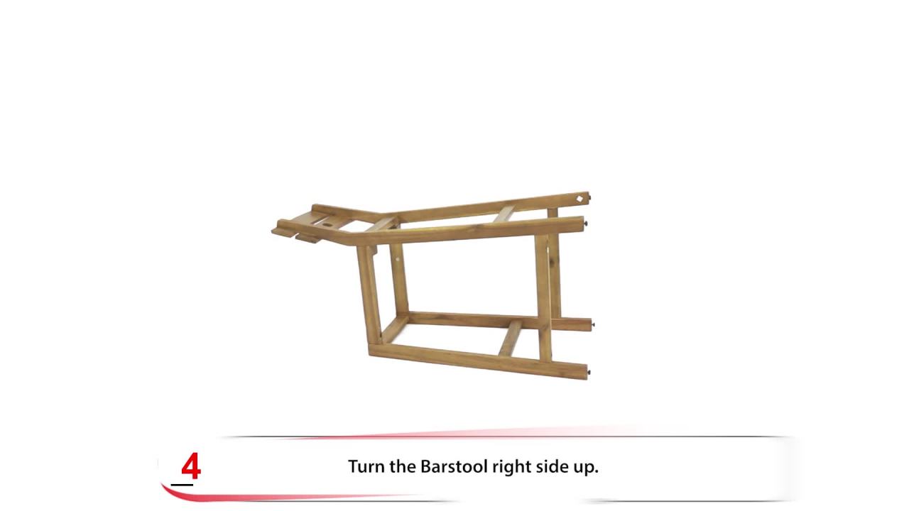 thumbnail video image 2 of Noble House Castner Outdoor Bar Stool, Teak, 2 Pack, 2 of 9