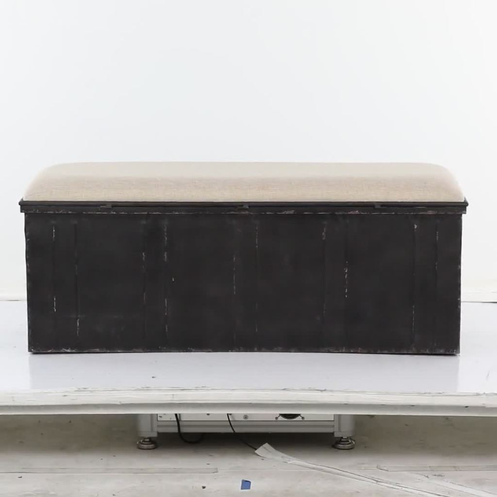 thumbnail video image 2 of DecMode 17"W, 19"H Metal Farmhouse Storage Bench, Black, 1-Piece, 2 of 13