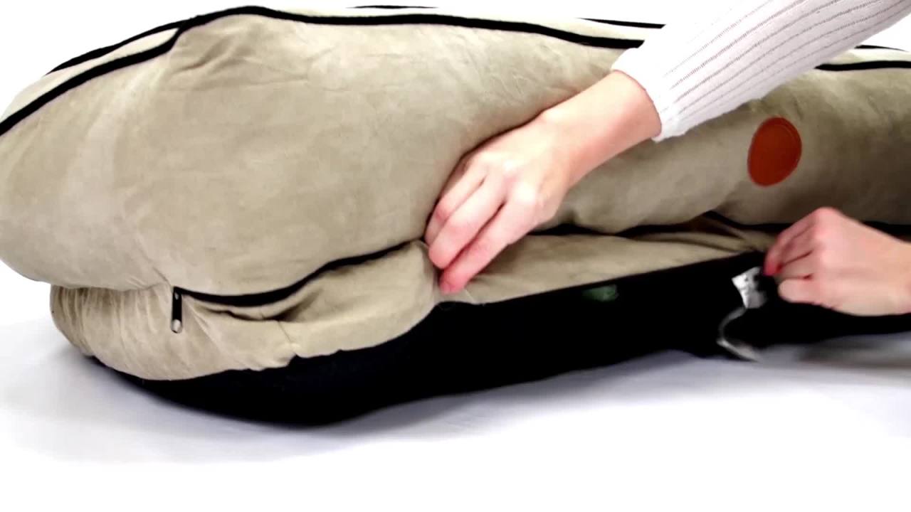 thumbnail video image 2 of K&H Pet Products Bolster Couch Pet Bed Blue/Gray Large 28 X 40 Inches, 2 of 7