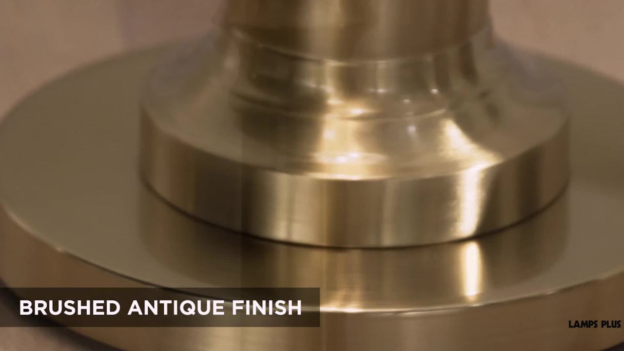 thumbnail video image 2 of 360 Lighting Spenser Vintage Floor Lamp 58" Tall Brushed Antique Brass Metal Off White Linen Drum Shade for Living Room Bedroom Office House Home, 2 of 8