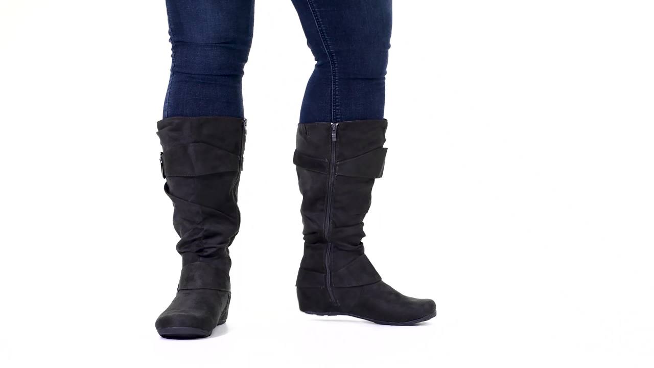 thumbnail video image 2 of Journee Womens Jester-01 Extra Wide Calf Hidden Wedge Riding Boots, 2 of 10