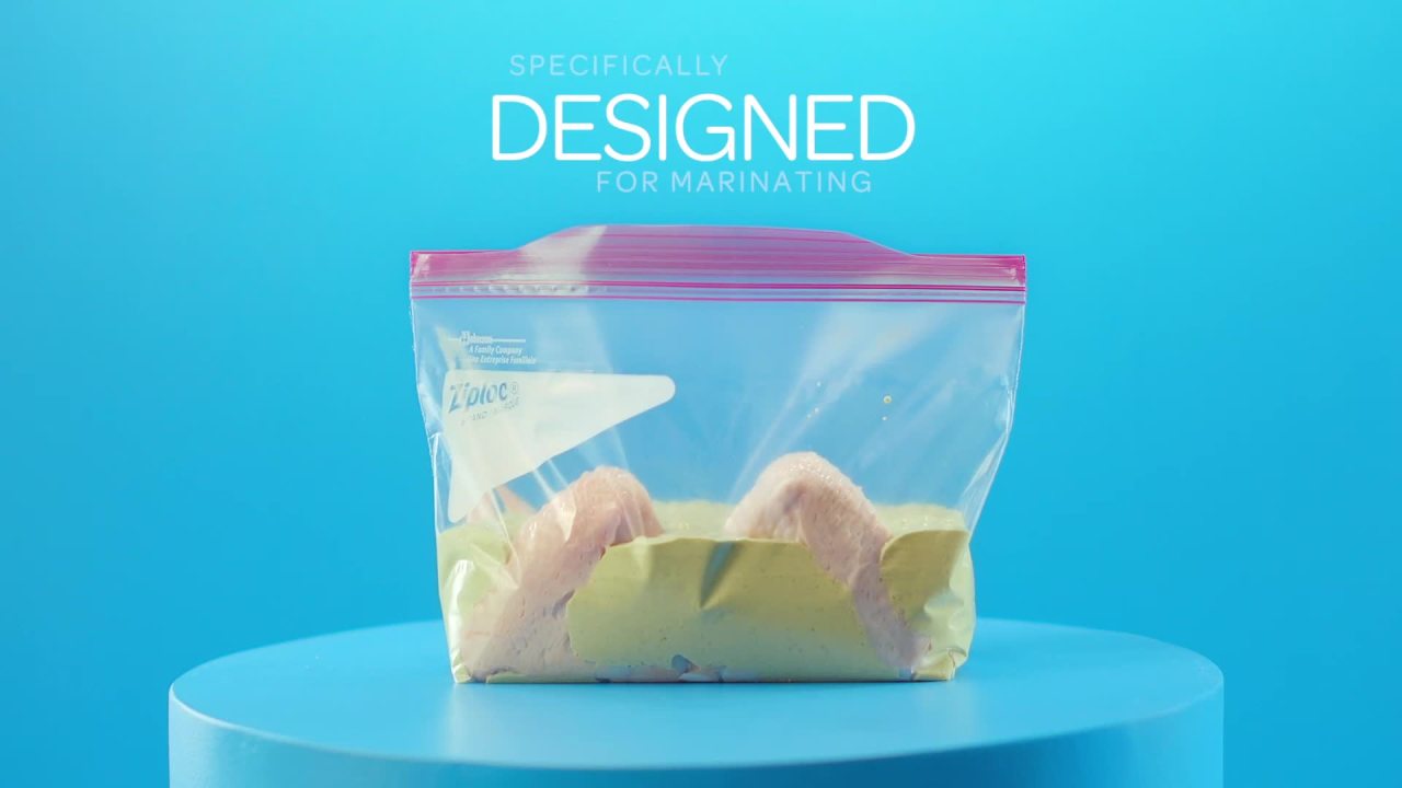 thumbnail video image 2 of Ziploc All Purpose Marinade Bags, 1/2 Gallon, 24 ct, 2 of 6