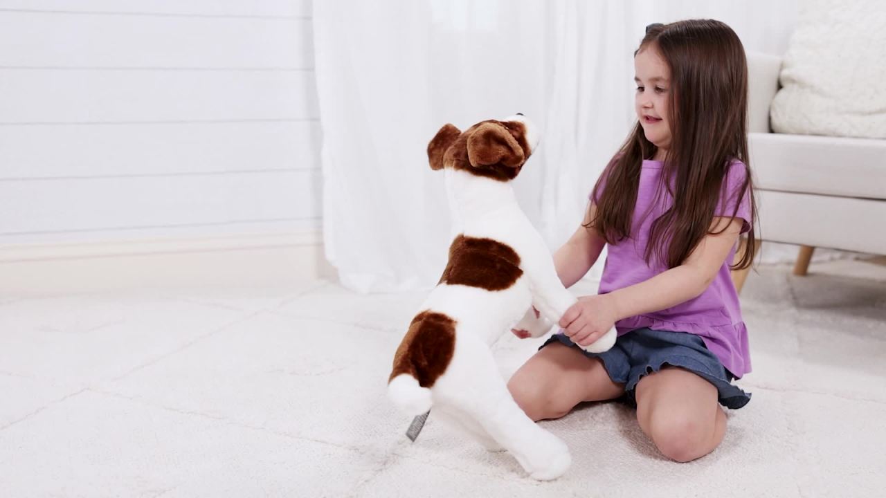 thumbnail video image 2 of Melissa & Doug Giant Jack Russell Terrier - Lifelike Stuffed Animal Dog (over 12 inches tall), 2 of 10