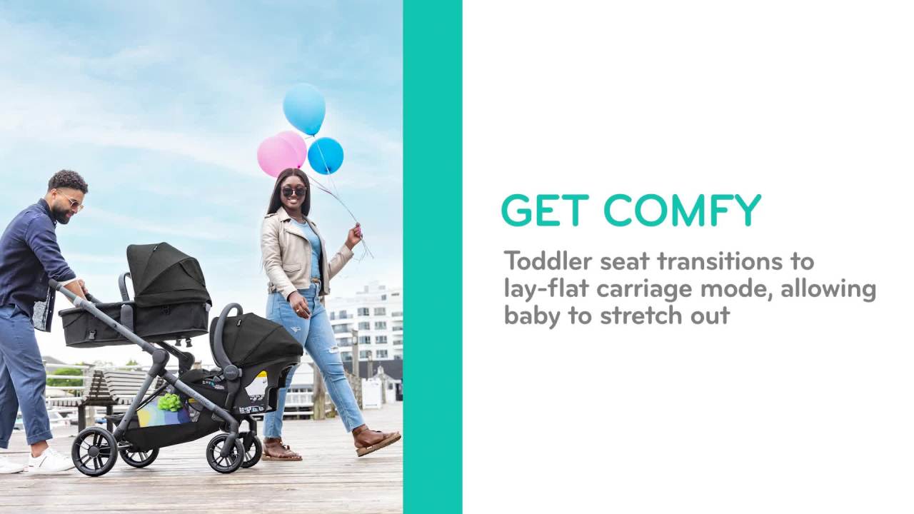 thumbnail video image 3 of Evenflo Pivot Xpand Modular Stroller (Sabino Gray), Unisex, Infant, Toddler, 3 of 30